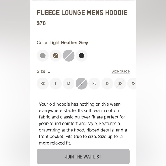 SKIMS Men’s Fleece Lounge Hoodie Light Heather Grey Sz. L SOLD OUT - Picture 3 of 5